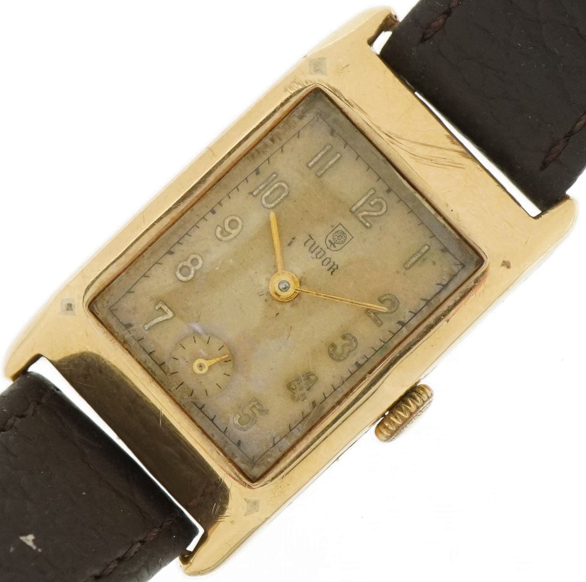 Tudor, gentlemen's 9ct gold wristwatch with subsidiary dial, the case 22mm wide, total weight 22.