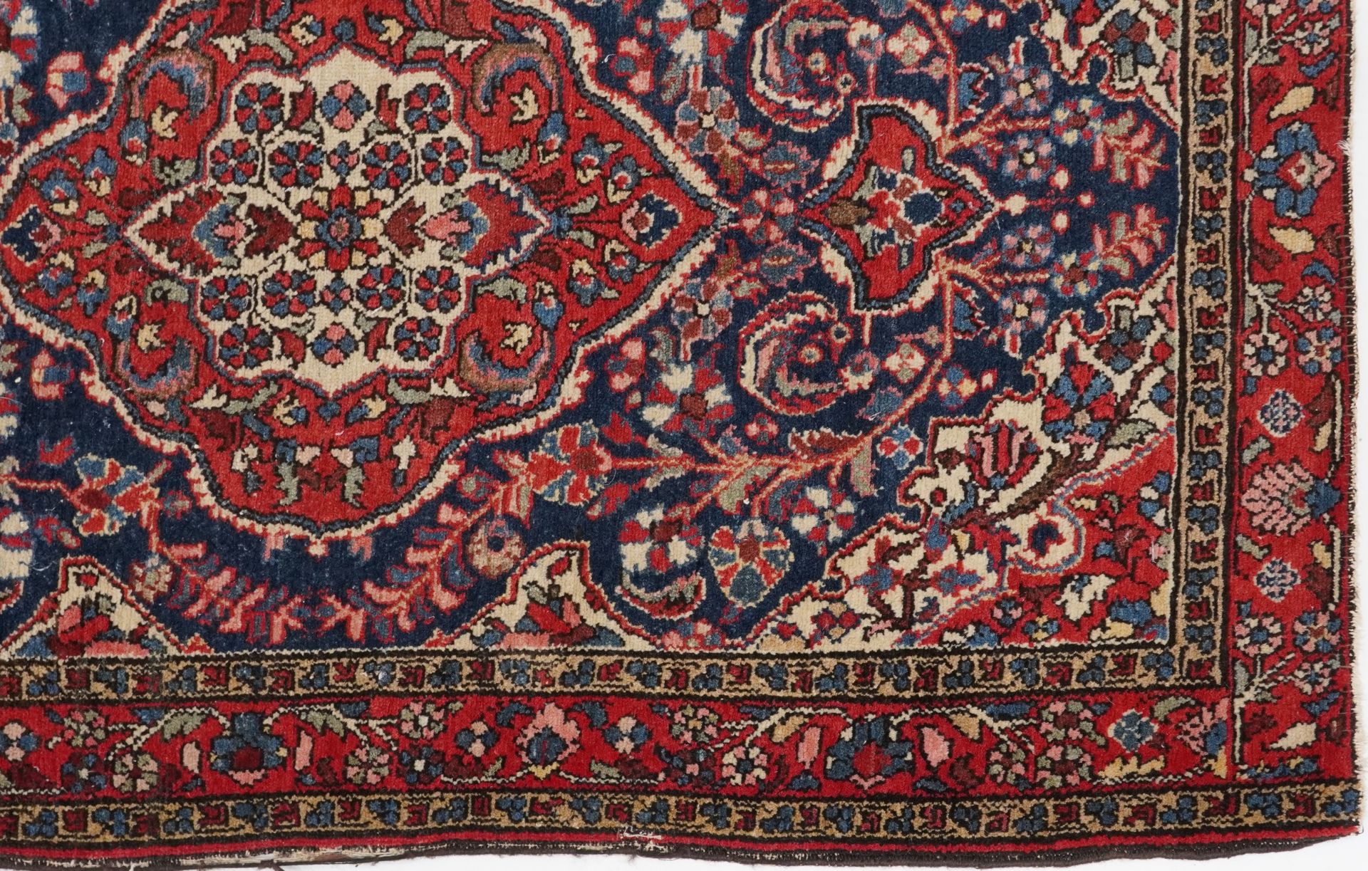Rectangular Persian blue and red ground rug having and allover floral design, 146cm x 103cm : For - Image 5 of 5