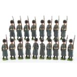 Eighteen Britains hand painted lead Grenadier Guards in Winter Dress soldiers with articulated