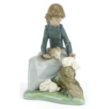 Nao figurine of a young girl with rabbits, 17.5cm high : For further information on this lot