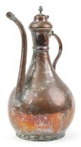 Large Turkish coppered ewer, 37cm tall : For further information on this lot please visit www.