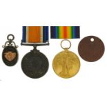 British military World War I pair with related dog tag and silver sports jewel, the pair awarded