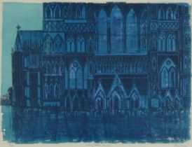 Robert Taverner - Salisbury Cathedral-West Front, pencil signed screen print, limited edition 28/30,