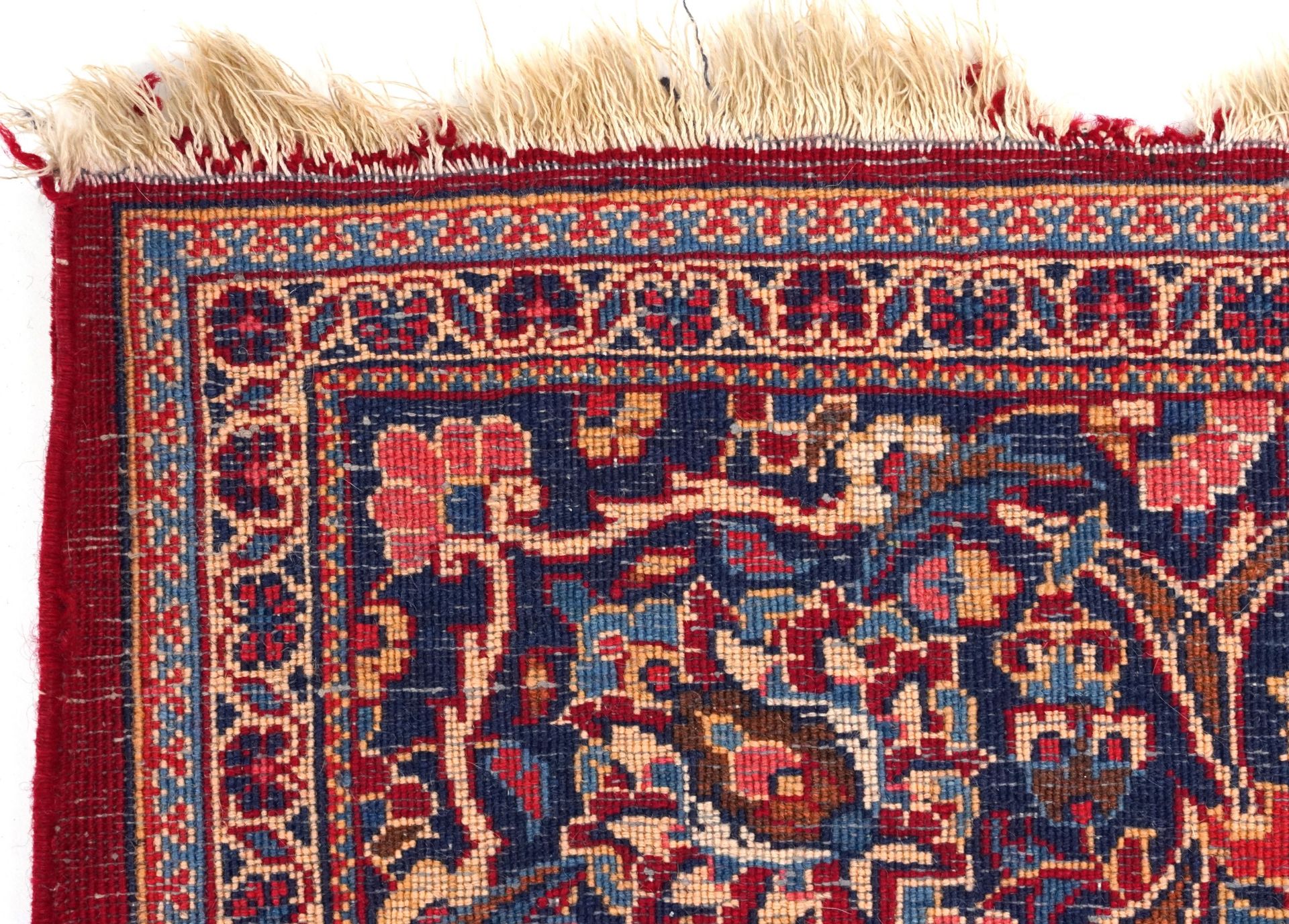 Rectangular Persian Sarouk type part silk red ground rug having an allover floral design, 214cm x - Bild 6 aus 7