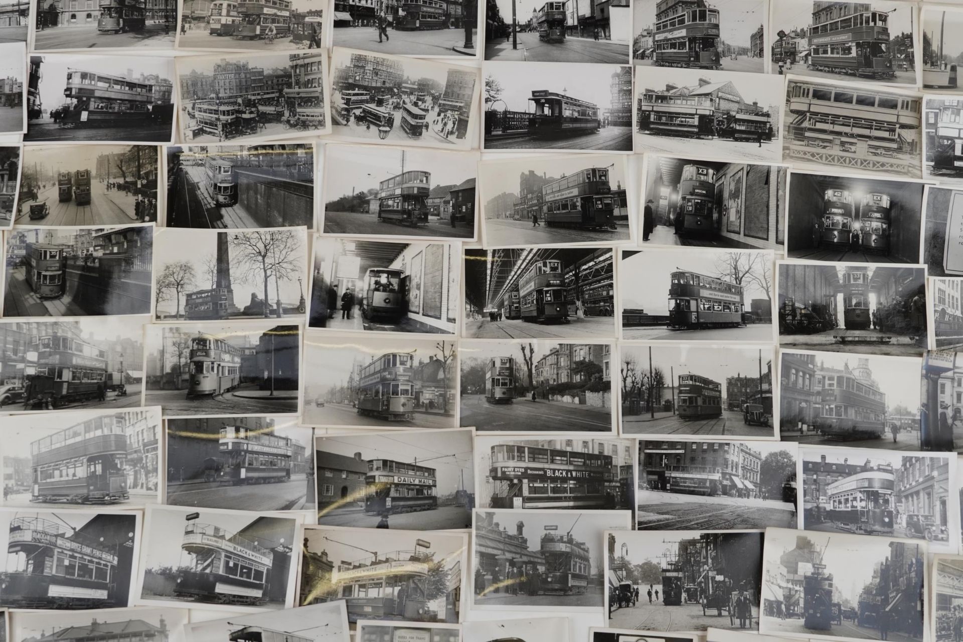 Collection of Mid 20th century tram black and white photographs, predominantly of London, each - Image 6 of 12