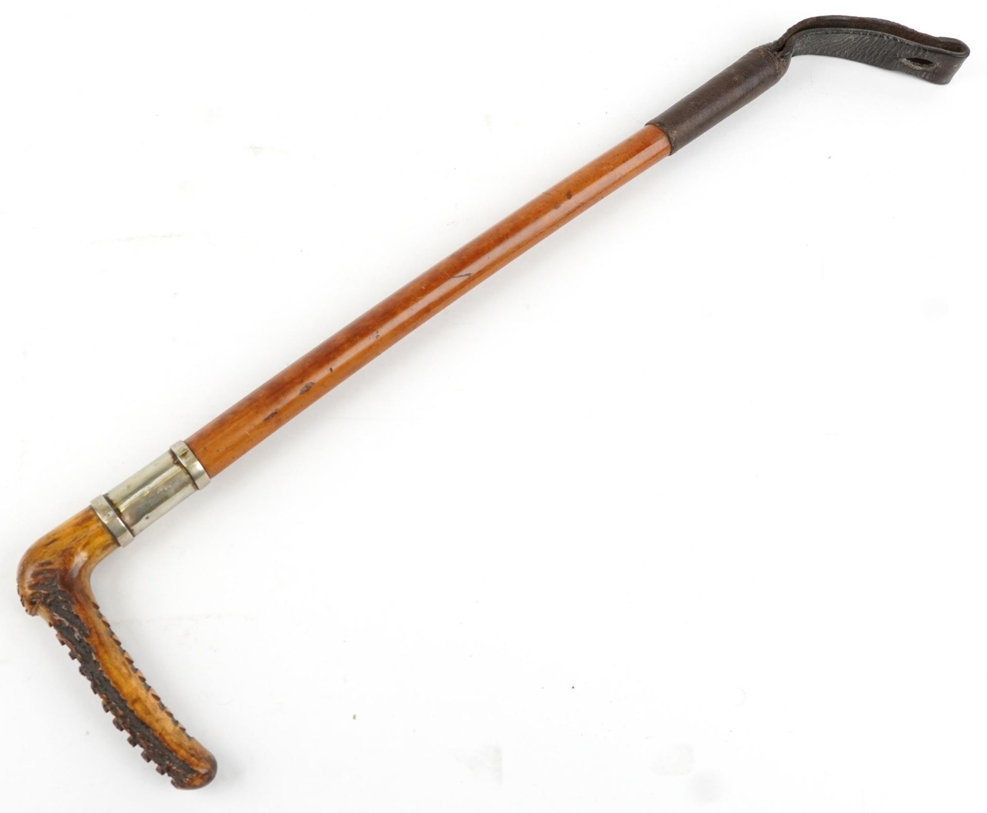 Victorian malacca riding crop with staghorn handle, 57cm in length : For further information on this - Image 3 of 3