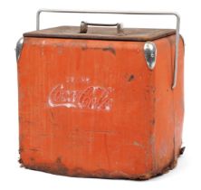 Vintage Coca Cola advertising ice cooler with carrying handles, 41cm H x 45.5cm W x 33cm D : For