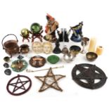 Witchcraft collectables including ceremonial sets, wall plaques and entwined hand stands with