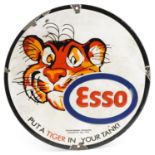 Automobilia interest Esso Put a Tiger in Your Tank enamel advertising sign, 30.5cm in diameter : For