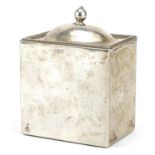 S W Smith & Co, Victorian silver tea caddy with hinged lid, London 1887, 11cm high, 236.5g : For
