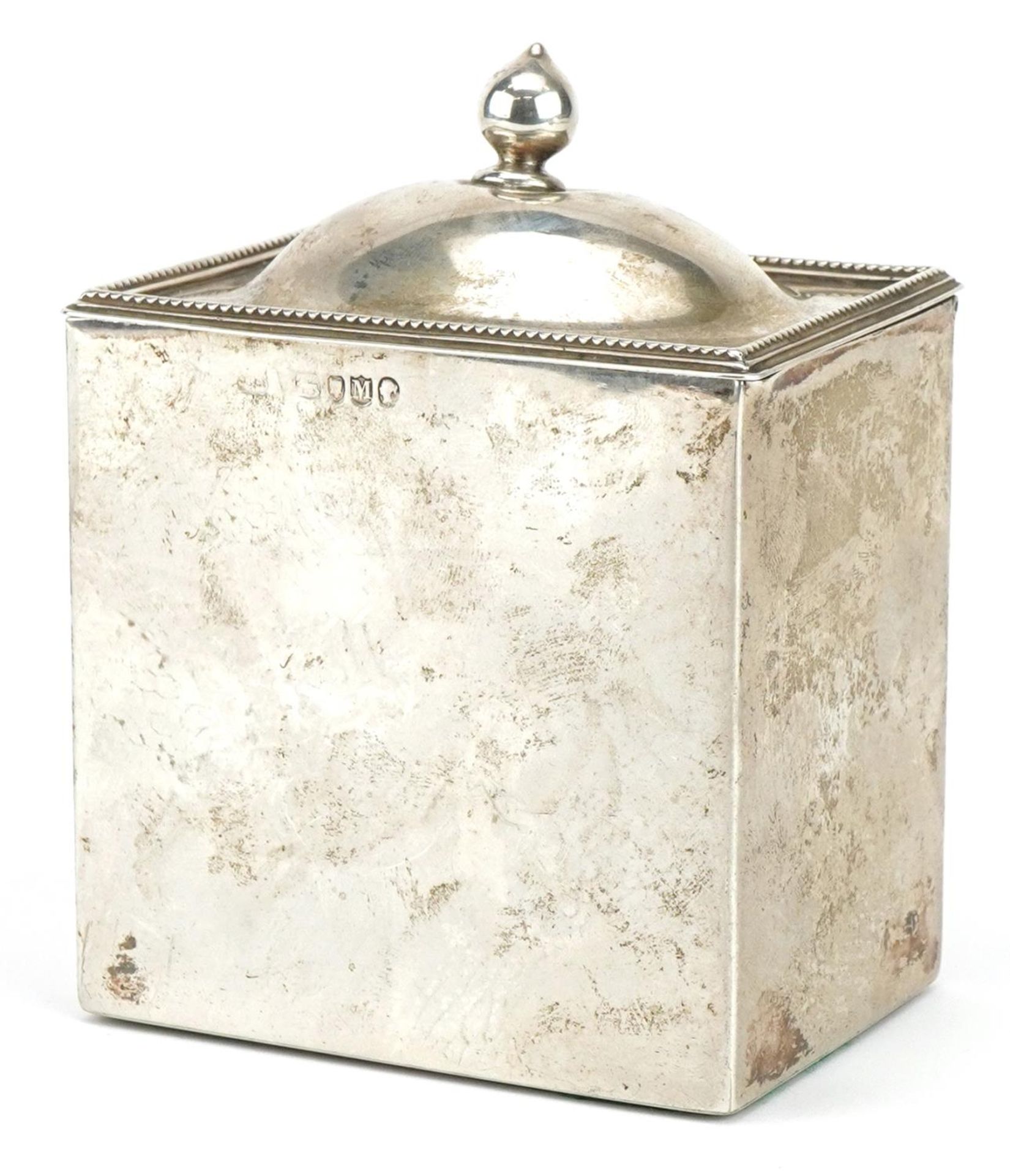 S W Smith & Co, Victorian silver tea caddy with hinged lid, London 1887, 11cm high, 236.5g : For