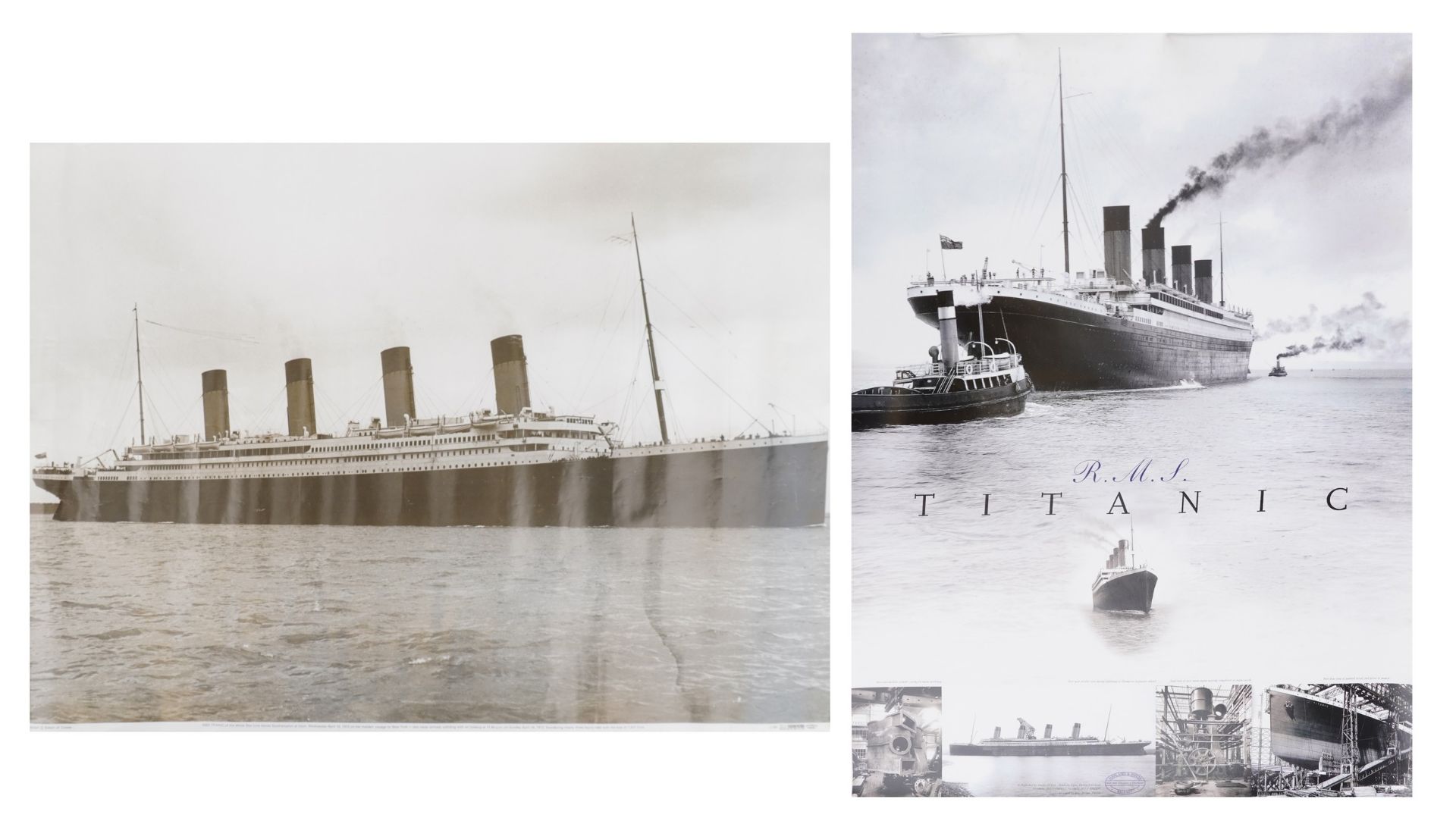 Two shipping interest RMS Titanic posters, the largest 86cm x 63.5cm : For further information on