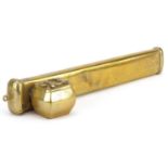 Islamic brass divit pen box engraved with flowers, 21.5cm in length : For further information on