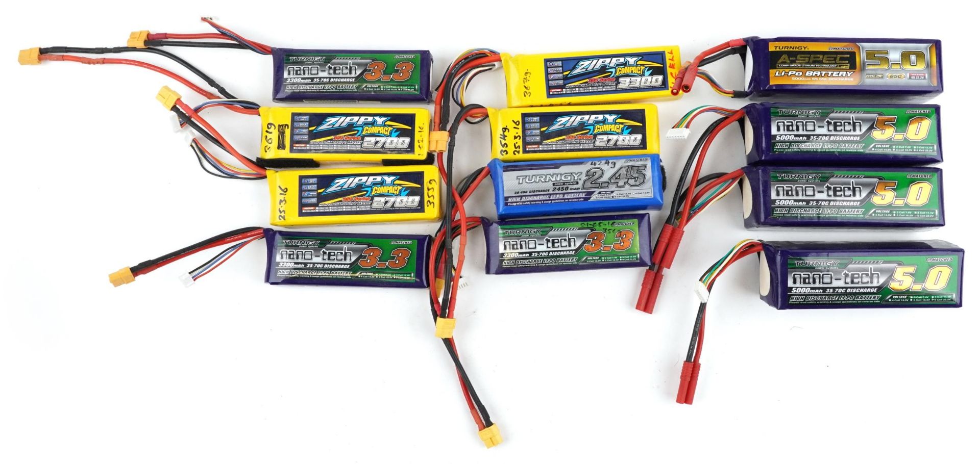 Collection of radio controlled battery packs including Nano-tech and Zippy compact : For further