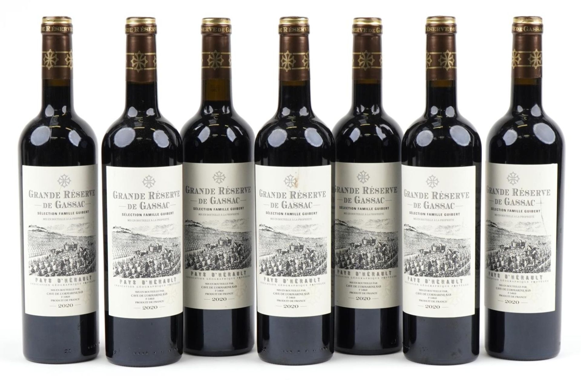 Seven bottles of 2020 Grande Reserve de Gassac Pays d'Herault red wine : For further information