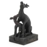 Chinese patinated bronze deer and foal two piece seal, 12.5cm high : For further information on this