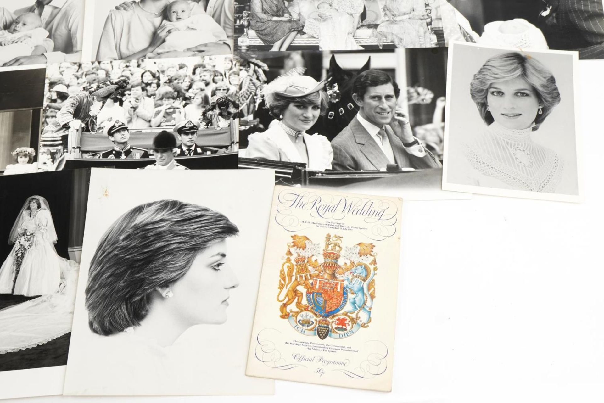 Royal interest Prince of Wales and Lady Diana Spencer black and white wedding press photographs - Image 5 of 8