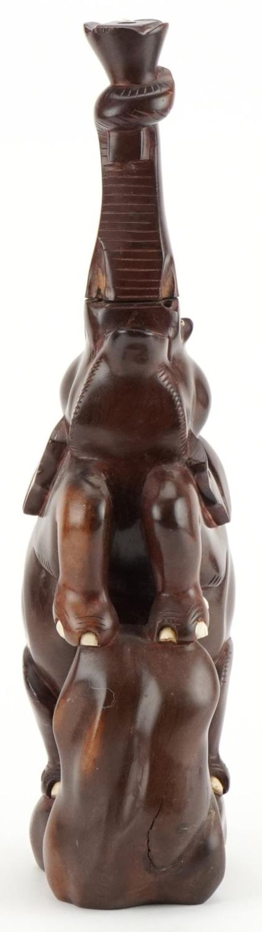 African hardwood carved hardwood table lamp in the form of an elephant, 49cm high : For further - Image 3 of 7