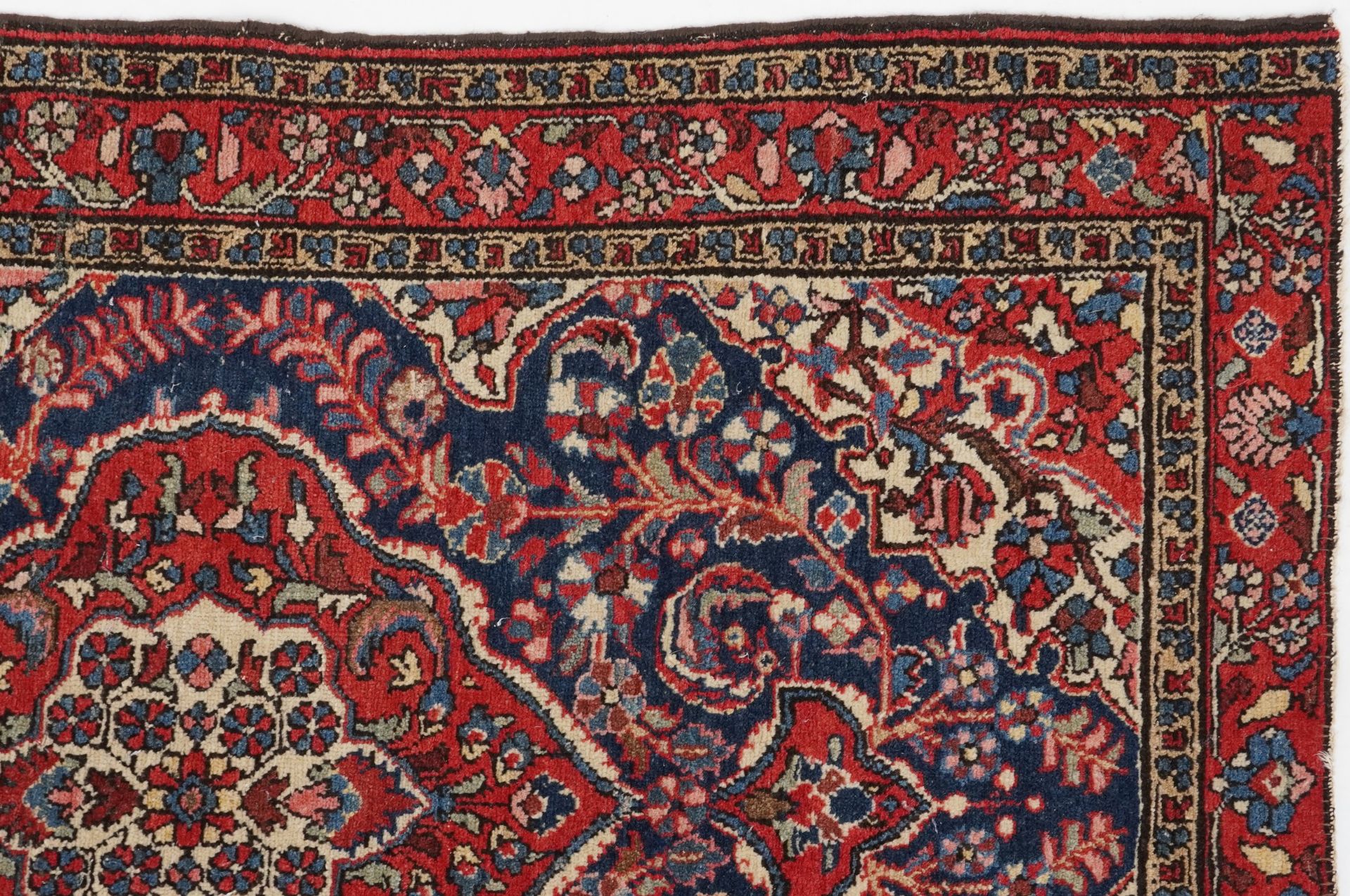 Rectangular Persian blue and red ground rug having and allover floral design, 146cm x 103cm : For - Image 3 of 5