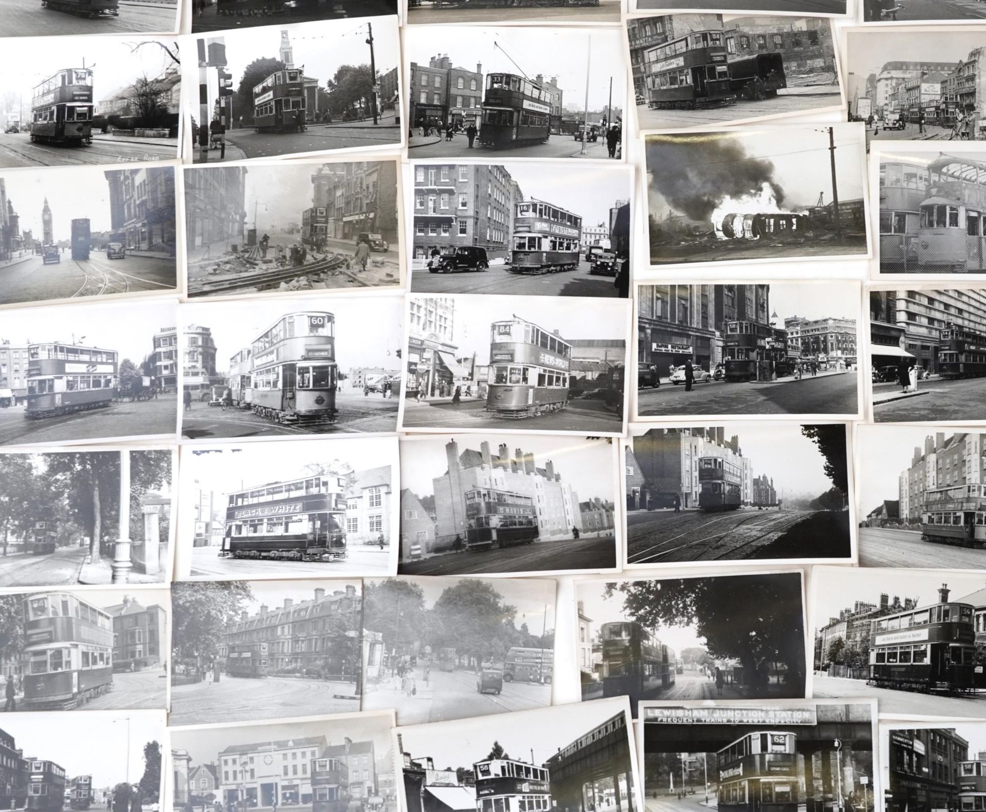 Collection of Mid 20th century tram black and white photographs, predominantly of London, each - Image 5 of 12