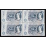 Four Elizabeth II Bank of England five pound banknotes, each Chief Cashier G B Page, two with