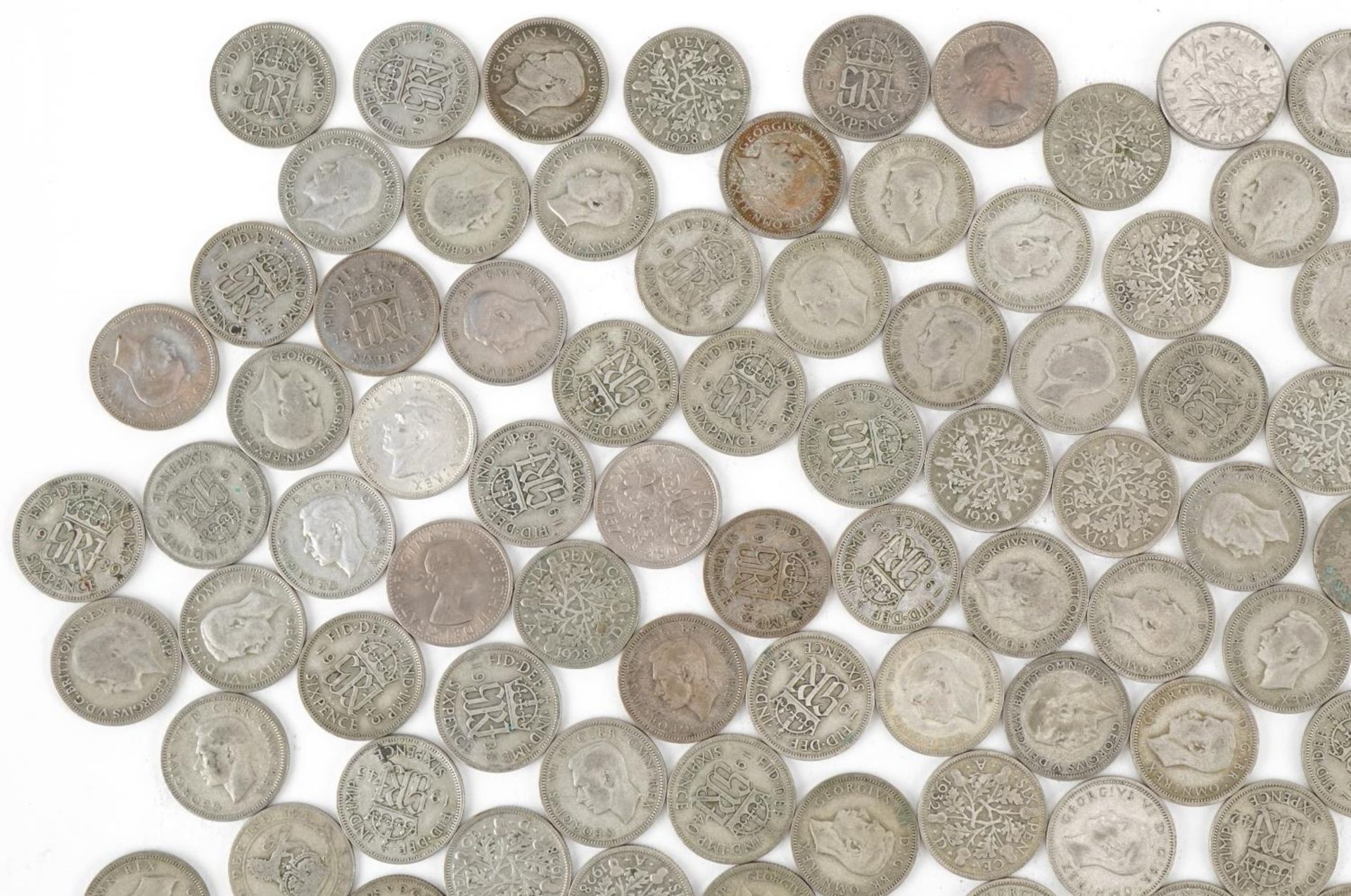 Collection of British pre decimal, pre 1947 sixpences, 545g : For further information on this lot - Image 2 of 5