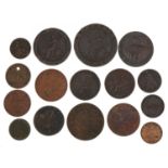 William & Mary and later British coinage and tokens including Cartwheel penny and George III 1815