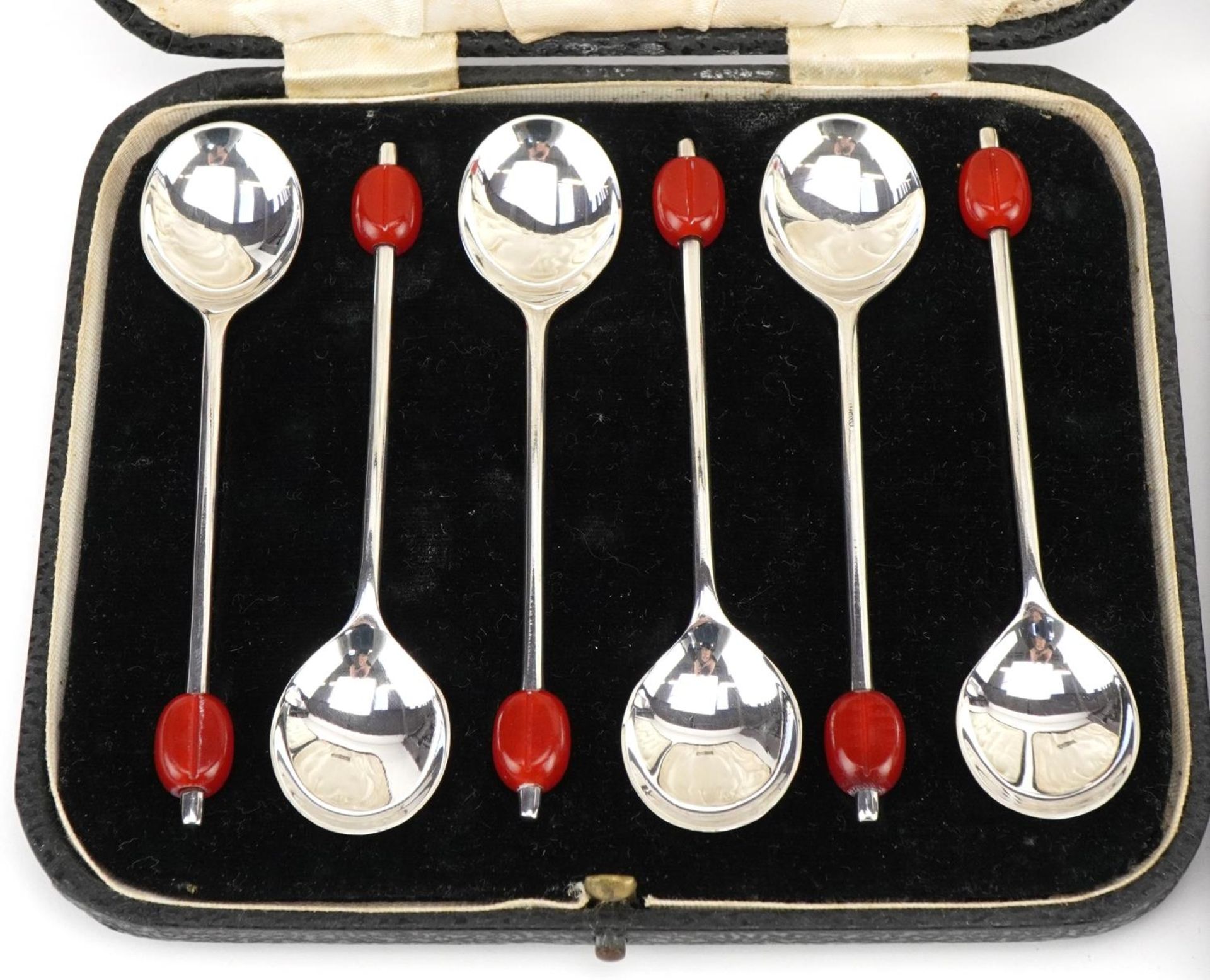 Three sets of silver spoons with cases comprising set of six apostle teaspoons housed in a Harrods - Image 2 of 9