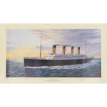 Simon W Fisher - Cherbourg Bound, Titanic interest print in colour, signed by the artist and