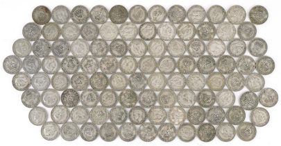 Collection of British pre decimal, pre 1947 shillings, 565g : For further information on this lot