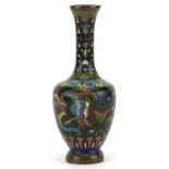 Japanese cloisonne vase enamelled with a phoenix amongst flowers, 12cm high : For further