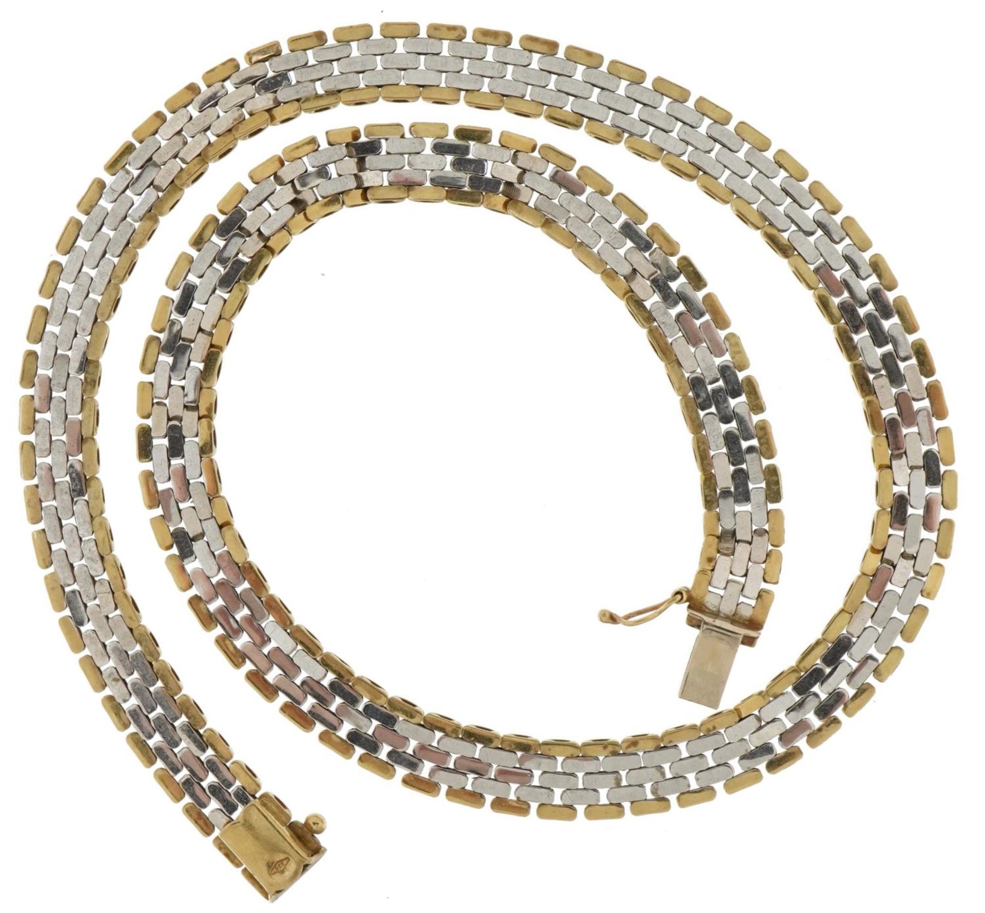 9ct two tone gold watch strap design necklace, 40cm in length, 25.5g : For further information on - Image 3 of 4