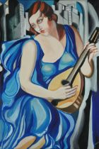 Clive Fredriksson after Tamara de Lempicka - Portrait of an Art Deco female musician,