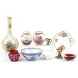 19th century and later china and glassware including two Mason's ginger jars, continental bottle