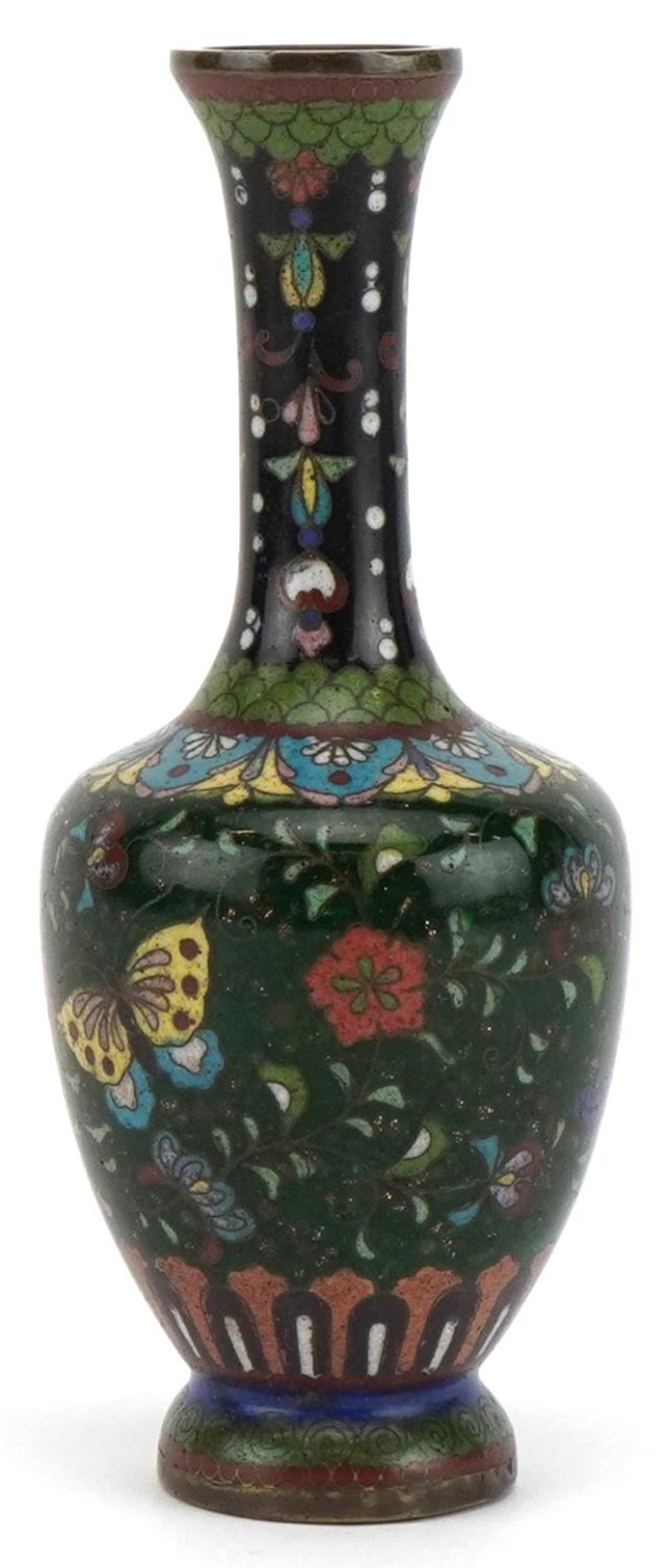 Japanese cloisonne vase enamelled with a phoenix amongst flowers, 12cm high : For further - Image 2 of 3