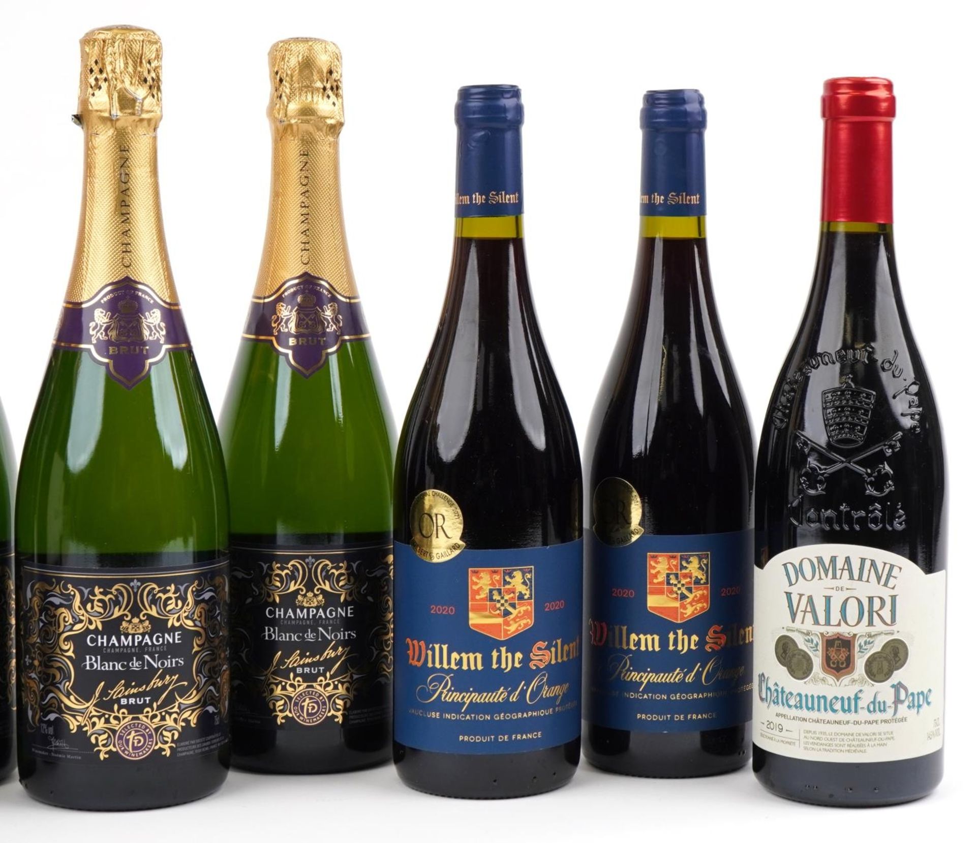 Six bottles of red wine and three bottles of Blanc de Noirs Champagne, the red wine comprising three - Image 3 of 3