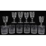 Set of six Edinburgh Crystal wine glasses and set of six cut glass tumblers, the largest each 13.5cm
