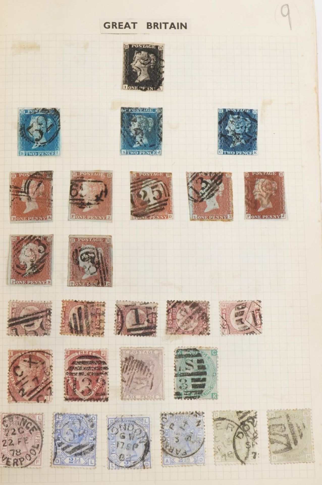 19th century and later British and world stamps arranged in four albums including Penny Black, Two