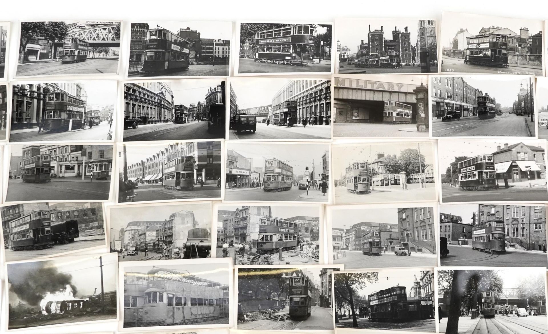 Collection of Mid 20th century tram black and white photographs, predominantly of London, each - Image 3 of 12