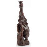 African hardwood carved hardwood table lamp in the form of an elephant, 49cm high : For further