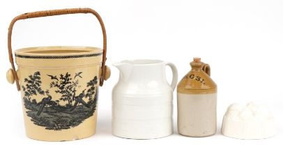 Victorian and later Agricultural interest kitchenalia including a Wedgwood pail with swing handle