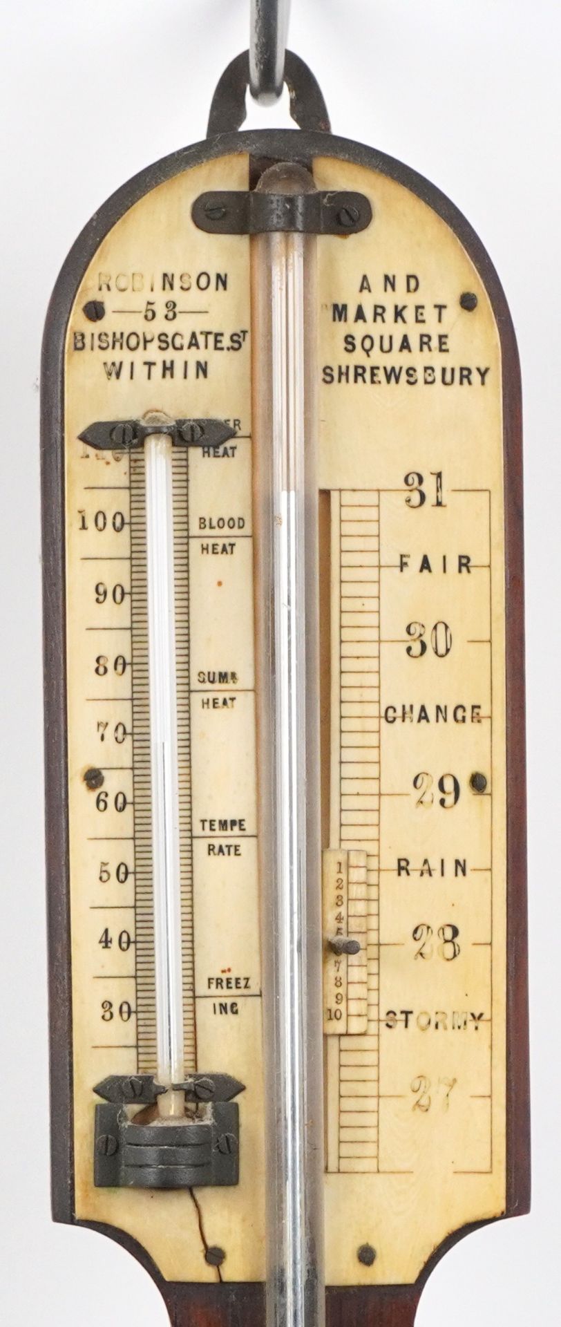 Robinson, 19th century rosewood stick barometer, 92cm high : For further information on this lot - Image 2 of 3