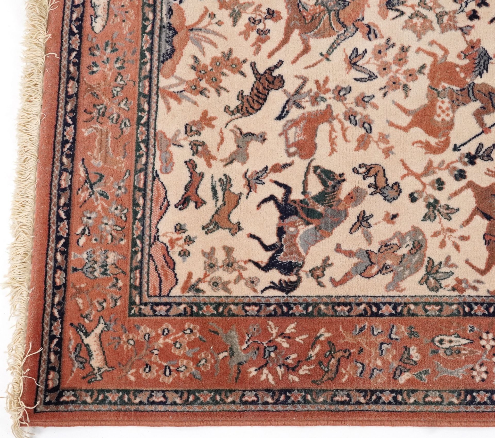Rectangular Iranian rug decorated with warriors on horseback, 168cm x 114cm : For further - Bild 4 aus 7