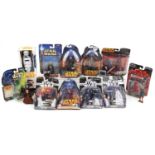 Vintage and later Star Wars action figures with boxes and blister packs including Imperial Patrol