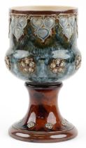 Royal Doulton, Art Nouveau stoneware vase hand painted and decorated in low relief with stylised