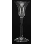 18th century wine glass with bell shaped bowl, 16cm high : For further information on this lot