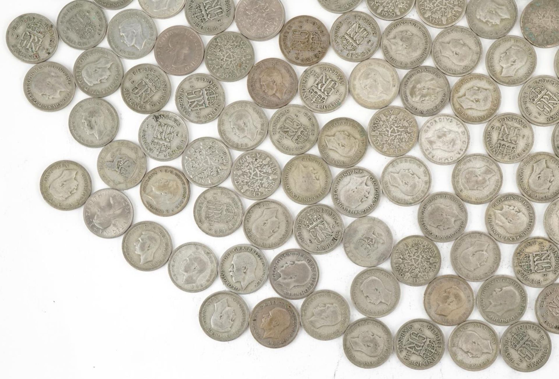 Collection of British pre decimal, pre 1947 sixpences, 545g : For further information on this lot - Image 4 of 5