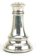 Thomas Bishton, George V silver caster in the form of a chess pawn, Birmingham 1910, 10.5cm high,