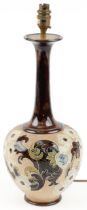 Doulton Lambeth, Art Nouveau Slater's Patent stoneware vase table lamp hand painted and decorated in