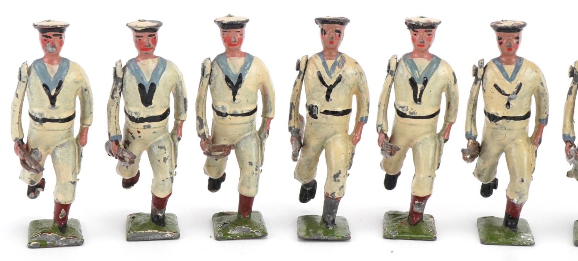 Ten Britains hand painted lead The US Navy White Jacket soldiers with articulated arms, with paper - Image 3 of 7